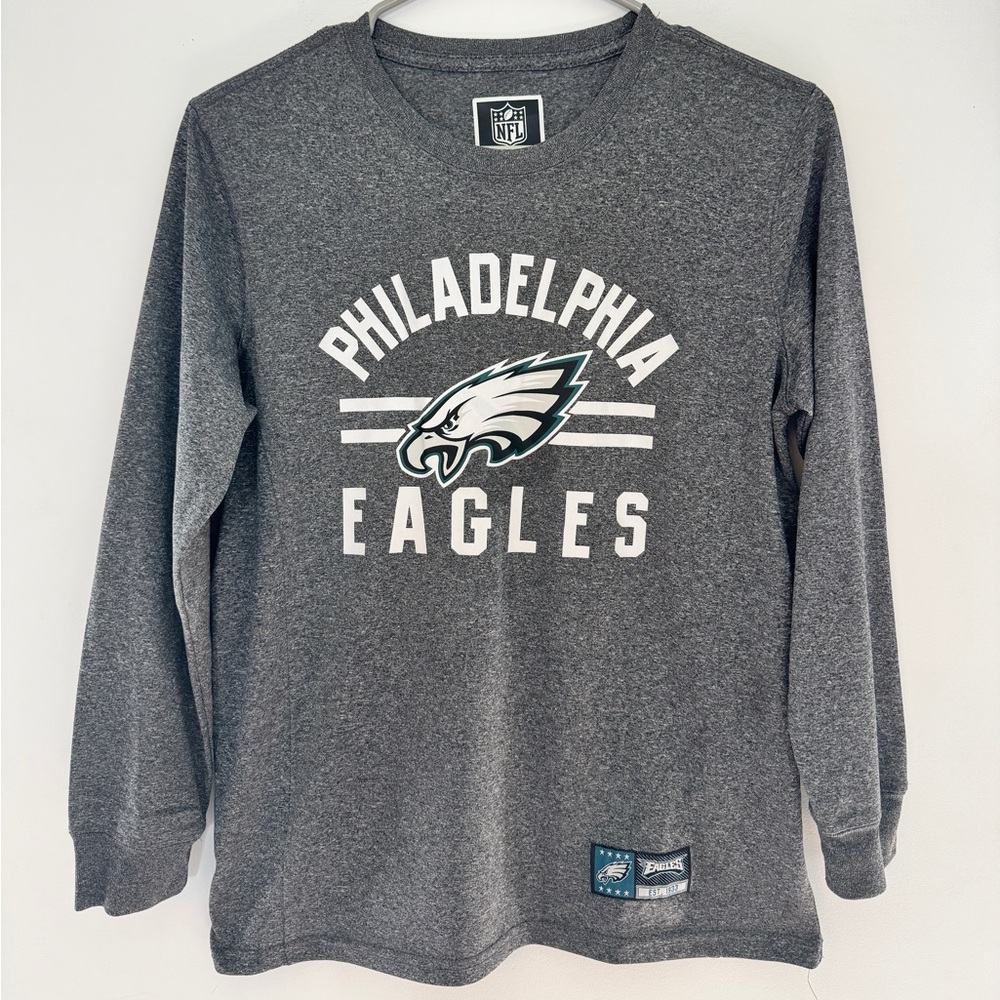 NFL Philadelphia Eagles Charcoal Gray Long Sleeve Shirt with Logo